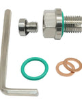 Ultimate M14x1.5 Oversize Piggyback Car Oil Drain Plug Repair Kit Made From Premium Stainless Steel For Easy Self Tapping Install And Serious Durability On Any Rig, with plug, washer, O-ring, and hex key