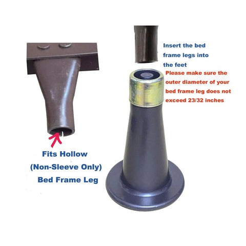 Beefed-Up Reinforced Bed Frame Feet Replacement Kit, 4 Pack, Raises Bed By 2.6 Inches, durable plastic anti-slip floor protector