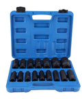 Heavy Duty 16 Piece 1/2 Inch Drive Hex Bit Socket Set Range From 10mm To 32mm, Premium CrMo Steel Heat Treated Air Impact Repair Tool Kit For Auto Maintenance And Hard Hitting Jobs in blue case