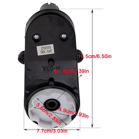 RS390 24V Steering Gearbox With Low Speed Steering Motor for Kids Ride On Cars, 0.39 inch Aperture, 5000 RPM, front view