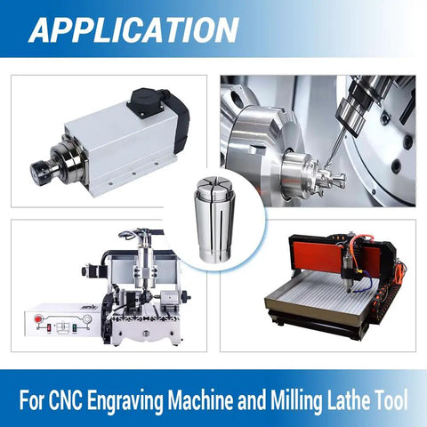 Spring Collet Chuck for CNC Engraving and Milling Tools with 3mm inner diameter in various machine applications.
