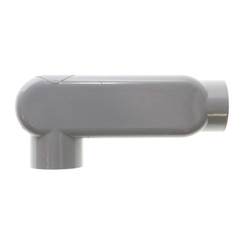 Pro Grade Non Metallic PVC Conduit Body Type LL 3/4 Inch Electrical Wire Routing Fitting profile view for easy wire routing.