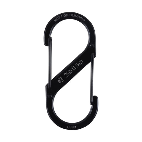 Size 3 Black Double Ended Carabiner Clips, 6 Pack For Luggage Zippers Belts Backpacks And More, Weather Resistant Stainless Steel