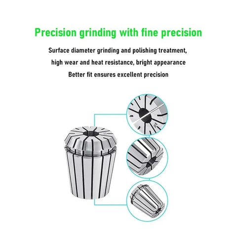 Snag This Pro Grade Spring Collet Set With Tight Tolerances For Precision CNC Work showing ER11 collet with polished surface and high wear resistance.