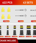 Extensive 1 2 3 4 5 6 Pin Electrical Connector Set showing 622 pieces, including waterproof plugs and terminals.
