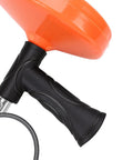 Heavy Duty Toilet Snake Auger For Sweeping Away Tough Pipe Clogs And Sink Gunk Featuring A Rugged Non Slip Grip Handle close-up.