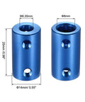 Beefy Rigid Shaft Coupling With Set Screws Quarter Inch To 8mm Bore Aluminum Alloy 25mm Length 14mm Outer Diameter M4 Screws on blue coupling
