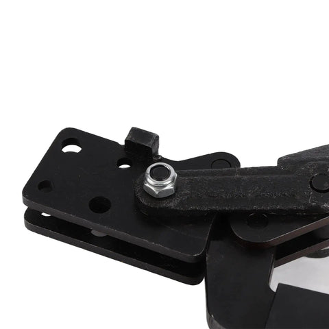 Heavy Duty Toggle Clamp With 250kg Clamping Force Built From High Carbon Steel For Rock Solid Latching And Ultimate Workhorse Power On Your DIY Shop Table Or Garage Assembly Line, black steel close-up