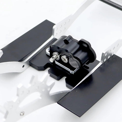 Ultralight Portal LCG Transmission Gearbox With Slipper Pad for One Tenth Scale Cheater Rigs installed on chassis, CNC aluminum case