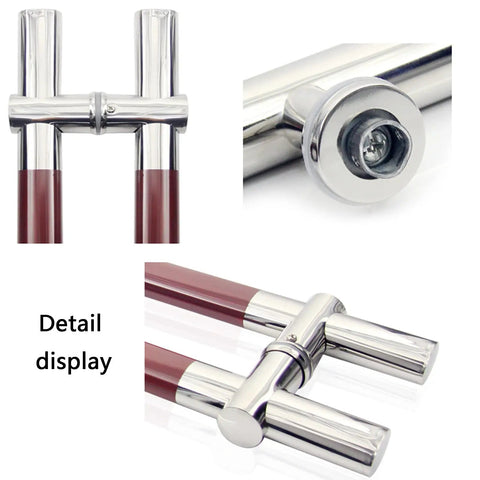 Top Shelf Stainless Steel Wood Grain Barn Door Handle Featuring An Adjustable Flat Tube Design With Rock Solid Push Pull Mechanics For No Sweat Installations And Quick Room Revamps
