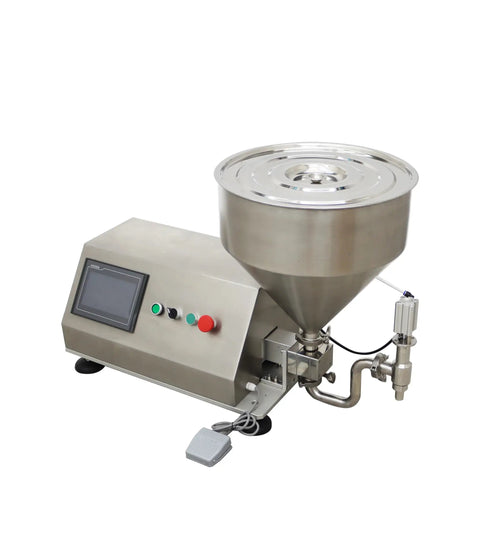 Pro Tier Rotary Pump Filling Unit For Thick Sauces Honey Butter And Cream Smooth Operator Action With No Drama 220V Heavy Duty Solid Motorized Pump Assembly with stainless funnel and control panel.