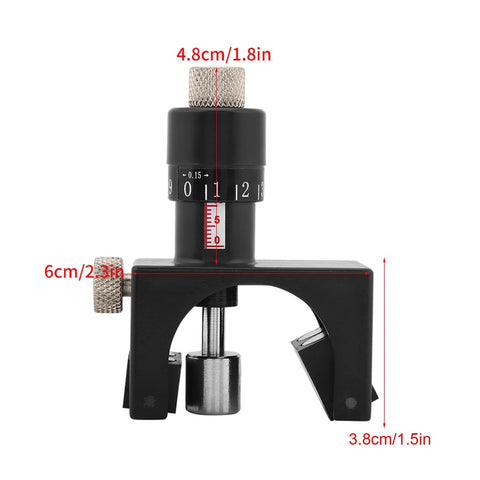 Side view of Pro Grade Magnetic Planer Blade Setter Kit, 2 Pack Adjustable Jigs For Woodworking with measurements and black finish.