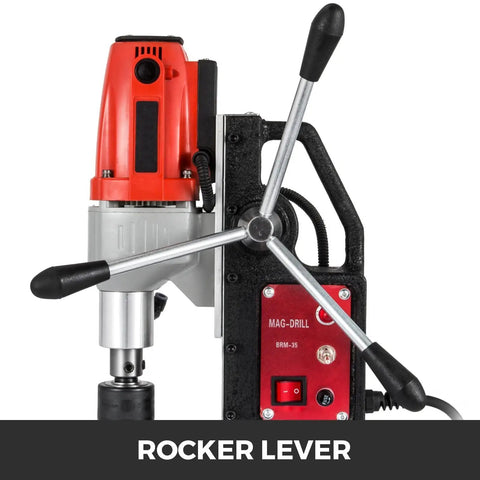 Brm35 50mm Magnetic Drill Press With Rocker Lever Electric Bench Drilling Rig Machine for Engineering Steel Structure featuring 980W Copper Motor.