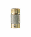 Front view of Diamond Grinding Bit With Brass Core For Stained Glass And Glass Tile Stone Shaping Tools Built Tough Durable Chrome Hardened Grinder Bits For DIYers And Pros.