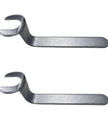 Pro Grade Top Shelf Concealed Spray Nozzle Wrench Set Two Piece Universal 1/2 Inch Silver Fire Sprinkler Removal Tool displayed.
