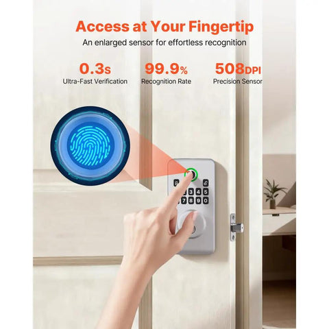 Hassle Free Fingerprint Door Lock With Silver Biometric Deadbolt And Auto Locking For Rapid Keyless Entry and Smooth Daily Home Security Setup That Actually Delivers Every Single Time with fingerprint sensor.