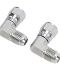 Heavy Duty 3/8 Inch 90 Degree Hydraulic Adapter Fitting Carbon Steel Precision 37 Degree Flare Male Female Thread SAE J514 Compliant Rotating Connection For Pro Mechanics And Car Guys Seeking Reliable Leak Free Operation With Durable Metal Built Tough, two fittings