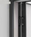 Close-up of Concealed Invisible Door Hinges Set Of 4 Adjustable Heavy Duty Hardware installed in a sleek door frame.