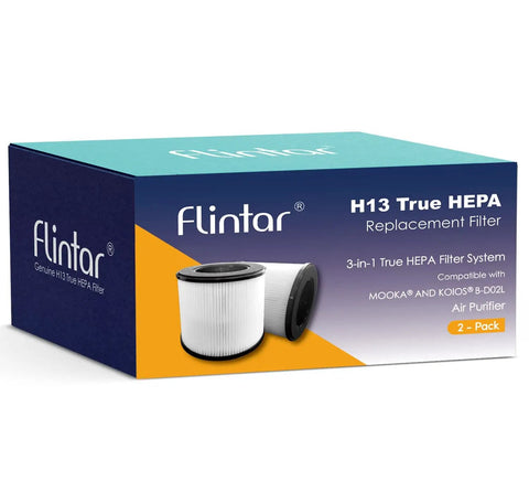 Two Pack 3 In 1 H13 True HEPA Replacement Filters For Your Air Purifier With Pre Filter Main Filter And Activated Carbon For Mooka M05 B D02L VEWIOR B D02U Tailulu D10 Models in box