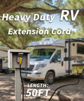 50 Foot 30 Amp RV Extension Cord With Grip Handle Beefy Heavy Duty 10 Gauge 3 Wire STW Waterproof Outdoor Power Cable From TT30P To TT30R Cord Organizer ETL Listed Black Yellow