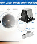 279570 Dryer Door Catch Kit Replaces 14205029 shown with dimensions on metal strike package, fits most top load dryers