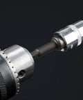 Close-up of Two Pack Three Eighths Inch Square Socket Adapter Bits Set For Hex Impact Driver Power Bits in drill
