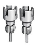 Heavy Duty Pvc Pipe Threading Tool Set For Electric Drill showing two metal thread dies for 1/2 and 3/4 inch pipes.
