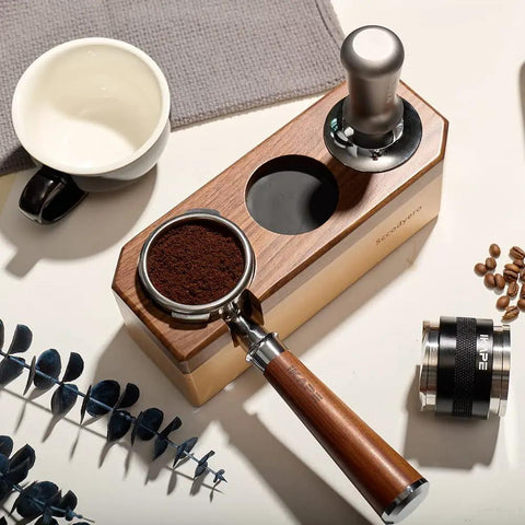 Wooden Tamping Station For Espresso Anti Slip Tamper Stand And Portafilter Organizer Fits 51mm And 54mm Portafilters