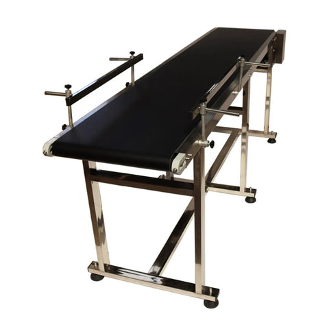 110V PVC Belt Conveyor With Double Guard Rails, 82.6 Inch Long, 15.7 Inch Wide Flat Belt System, industrial material handling unit