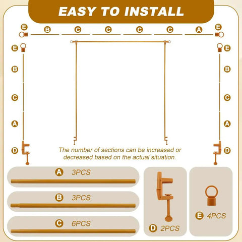 Instructions for Badass Heavy Duty Over The Table Rod Stand For Balloons And Props with labeled components for easy installation.