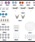 Do It Yourself Suncatcher Kit With Rainbow Prism Beads And Filigree Butterfly Dragonfly Charms, Glass Crystal Drops, assorted components