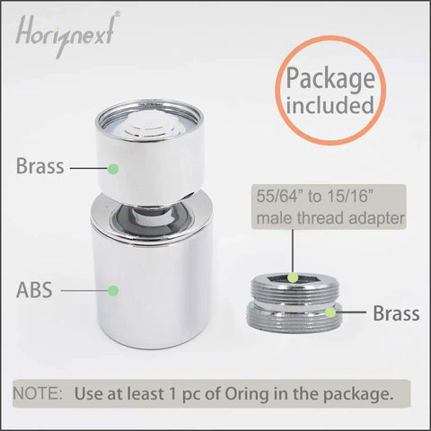 Kitchen Faucet Aerator With 360 Degree Swivel Sprayer Attachment Dual Flow No Splash Chrome Nozzle with Thread Adapter