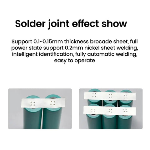 Solder joints on nickel strips using Portable Electric Spot Welder For Nickel Sheets Adjustable Handheld Welding Machine.
