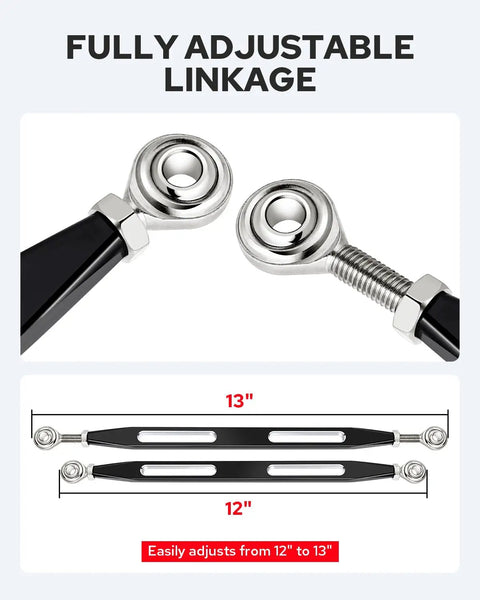 Shift Linkage And Levers For Harley Davidson Touring And Softail Motorcycles, Fits Road King Street Glide Electra Glide Dyna And Trike, 1986 To 2026 Black, CNC Machined 6061 Aluminum, Rust Resistant, Heavy Duty Performance; adjustable 12-13 in