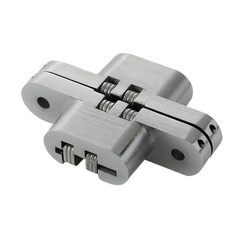 Hella Durable Hidden Door Hinges For Interior Doors 304 Stainless Steel Invisible Concealed Folding Hardware Silver Tone close-up view