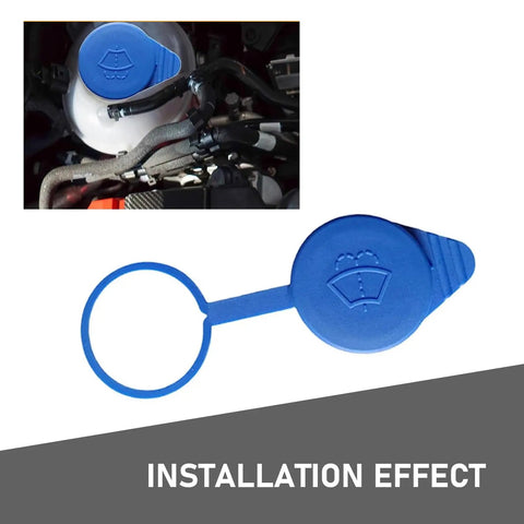 Car Windshield Washer Fluid Reservoir Cap 2 Inch Waterproof Tank Cover Durable Replacement OEM CP9Z17A605A Direct Fit For Ford Cars For Your Ride 2012 2018 Models Blue installed