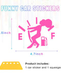 Slick Humorous Waterproof Fuel Tank Cap Decals, 2 Piece Pink Lady Hair Gauge 4.7x3.5 inch sticker with installation squeegee.