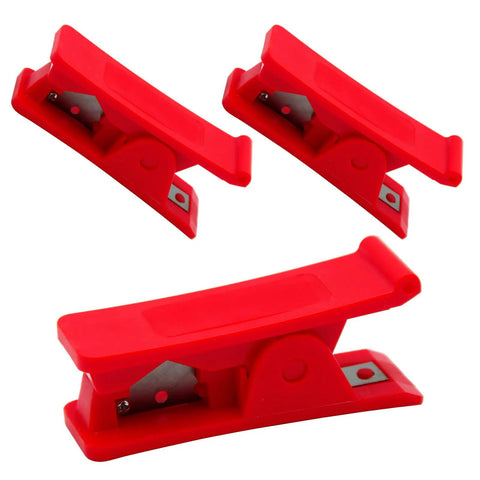 Three Pack PTFE Tube Cutter Set, Red, Portable Nylon PVC PU Hose Cutter For Square Tubing And Round Tubing, view of cutters