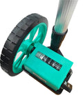Mechanical Digital Roller rangefinder, manually Pushed rangefinder Wheel with green handle and black rubber wheel.