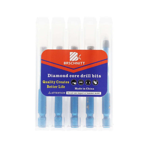 BRSCHNITT diamond core drill bits set, 5-piece blue hex-shank masonry drill bits