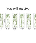 Hanging String Of Pearls Vine Wall Stickers Set With Green Leaves Dope PVC Peel And Stick Removable Wall Decals 6 Sheets