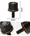 Orange Aluminum Rear Seat Bolt For Harley, Easy Install Backseat Screw, 6061 Aluminum Alloy, black head, dimensions 22mm x 31mm