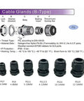 Waterproof IP68 Nylon Cable Gland Kit 10 Pieces Heavy Duty Adjustable Locknuts For Pg7 Pg9 Pg11 Pg13.5 Pg16 Cables 3 To 6.5mm Fits M12 M16 M20 With Stainless Steel And Brass Components diagram and components