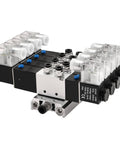 Beefy 4V230C-08 Solenoid Pneumatic Valve 5 Way 3 Position Internally Piloted, 24V DC Coil with PT1/4 Ports and Manifold Base