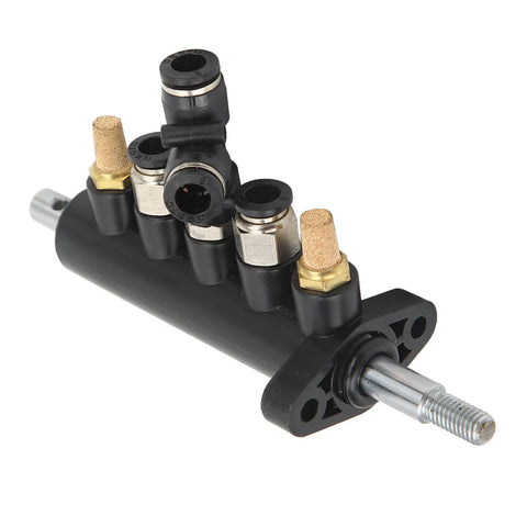 Five Way Aluminum Tire Changer Foot Pedal Valve Replacement for 36mm Hole Distance in black with metal fittings
