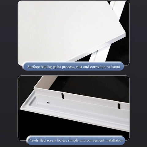 Close-up view of Super Slick Ceiling Access Panel For Drywall with heavy duty aluminum frame, showing pre-drilled holes for easy installation.