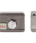 No Stress Keyless Door Deadbolt With Beast Mode Electronic Smart Lock Core brushed stainless steel housing showing lock and fob.