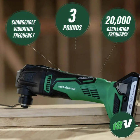 18V Cordless Oscillating Multi Tool With Brushless Motor, Variable Speed 6000 To 20000 RPM, Auto Mode, Tool Free Blade Change