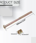 Knockout M6 X 100mm Bunk Bed Bolts With Barrel Nuts Galvanized Carbon Steel Furniture Fasteners For Cribs Tables showing bolt and barrel nut dimensions.