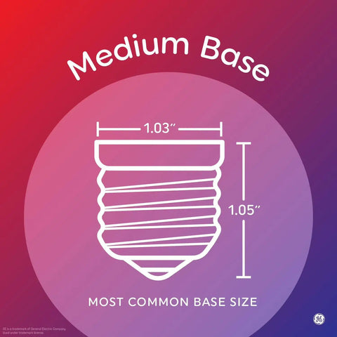 Diagram of medium base size for Daylight LED 60W Equivalent A19 General Purpose Light Bulbs, showing dimensions 1.03" x 1.05".
